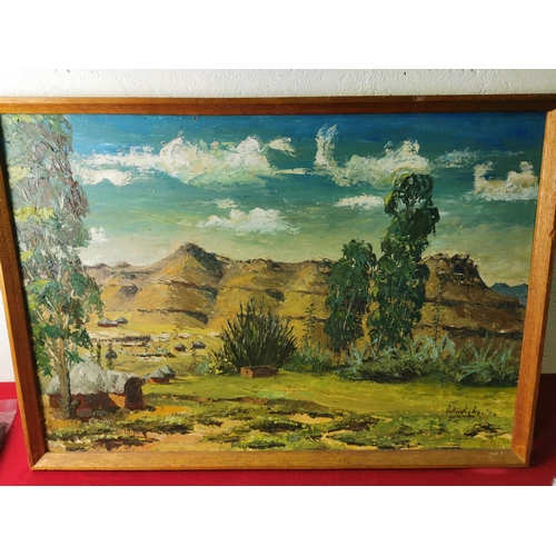 70 - Large African Oil of a Savannah scene