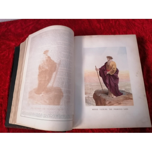 212 - Large leather bound family Bible by Reverend John Brown (good condition with coloured illustrations)... 