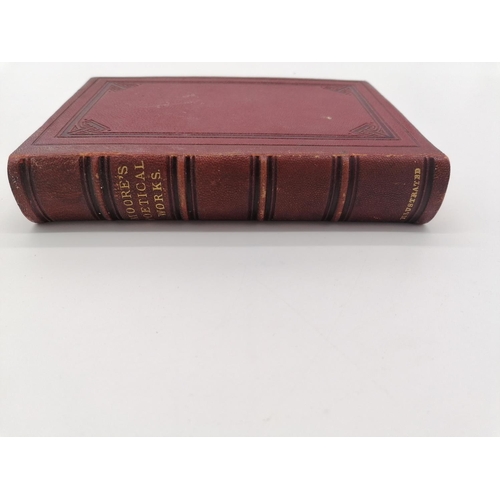 321 - Hardback, 'The Poetical Works of Thomas Moore'. Bound in full red leather with blind tooling on F&R ... 