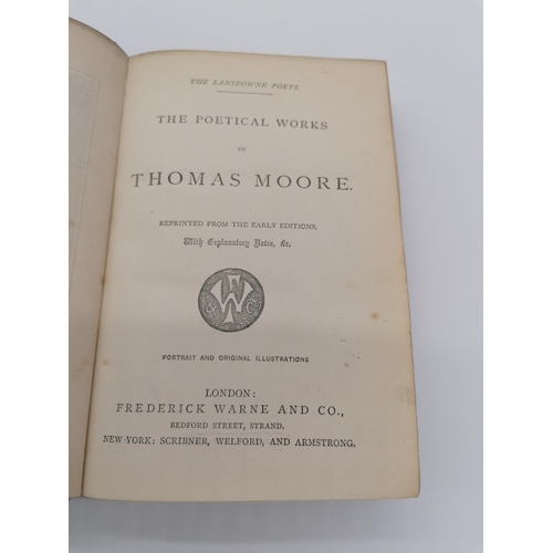 321 - Hardback, 'The Poetical Works of Thomas Moore'. Bound in full red leather with blind tooling on F&R ... 