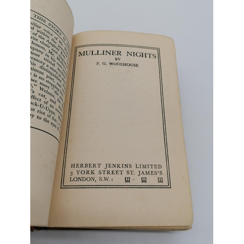 326 - Hardback, 'Mulliner Nights' by P.G. Wodehouse. Bound in red cloth (faded) with black lettering on f/... 