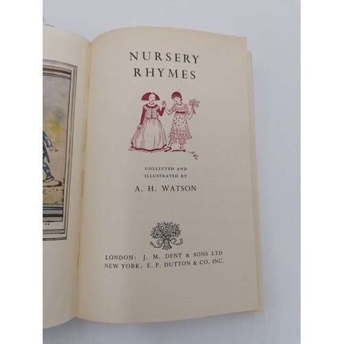 328 - Softback, 'Nursery Rhymes' by A. H. Watson. Bound in pink paper wrapper with black lettering on fron... 