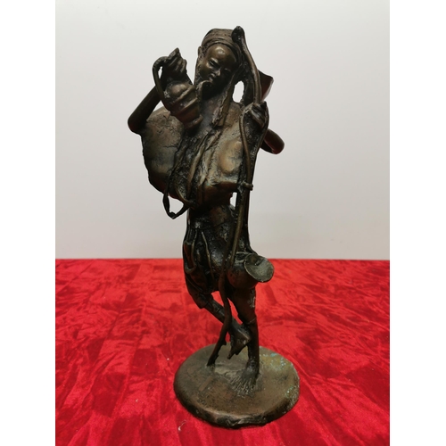 437 - Bronze Figure  - peasant man with accompaniments
12 inches tall