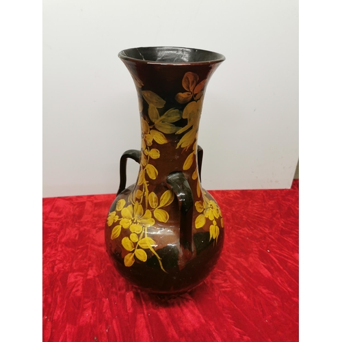 458 - Large longpark 3 handle vase 40cm high.