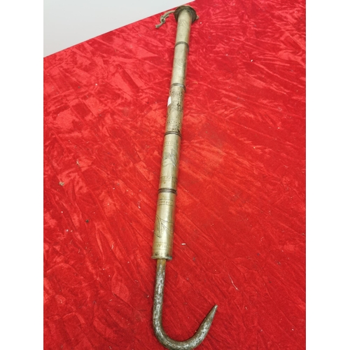 275 - Iron Hook pole in ornate brass oriental handle