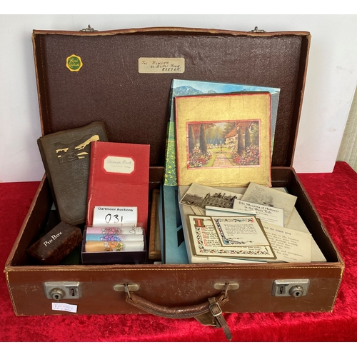 31 - Suitcase containing books, postcards, religious booklets