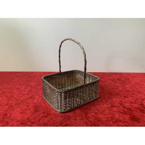 549 - Small bon bon basket - woven silver or silver plate. 18 cm high