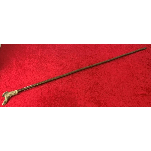 551 - Stag Horn whistle antique thumb stick walking stick. 1 m 31 cm long.