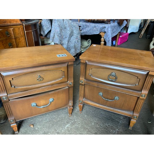 185 - A pair of modern reproduction bedside tables with fretwork - very pretty