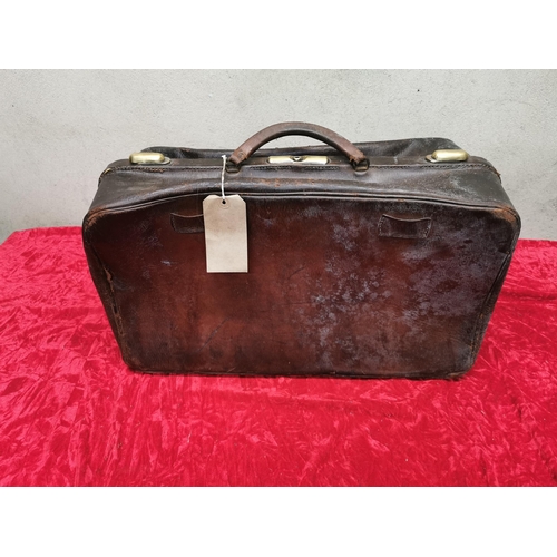 193 - Large square Gladstone bag with divider compartment, in need of TLC but a stunning piece.