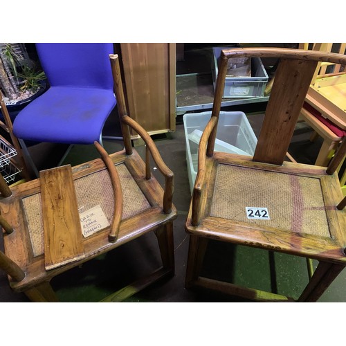 242 - 2 Mexican pine carver chairs