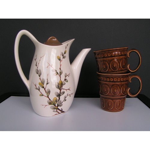 294 - Mid century, Midwinter Stylecraft, Staffordshire Fashion Shape 5-63 Coffee Pot with 2 Tamms Made in ... 