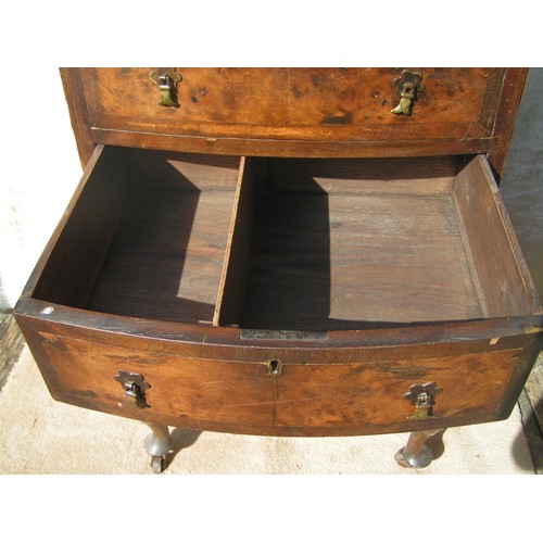 302 - Antique Bow fronted cabinet, with pull out leaf