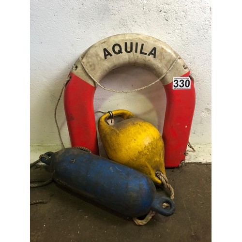 330 - Lifebuoy, fishing buoy and boat fender