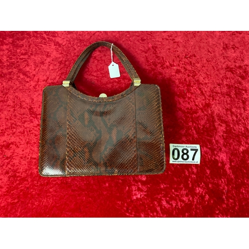 87 - Vintage Leather and skin handbag