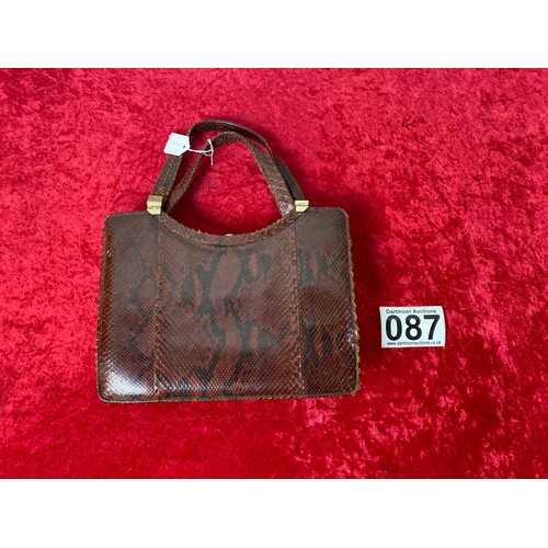 87 - Vintage Leather and skin handbag