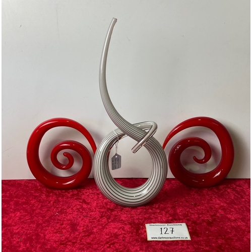 127 - Three pieces of Glass Art (spiral and curves)