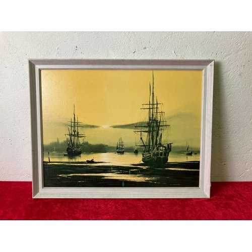 354 - Two framed Coulson framed prints inc. 'Mill in the Mist'and seascape with sailing boat + one other