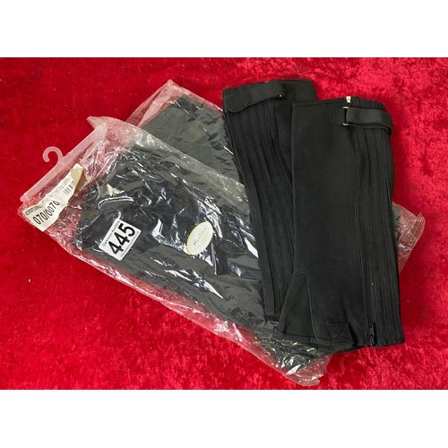 445 - 3 pairs of equestrian / horse riding microfibre half chaps