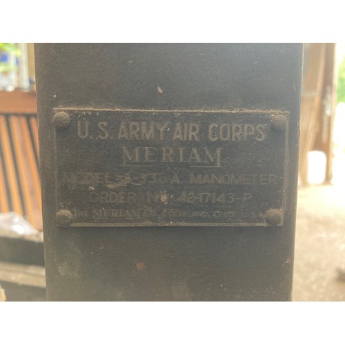 407 - Vintage US Army Air Corps Meriam 338-A Manometer for measuring pressure acting on a column of fluid.... 