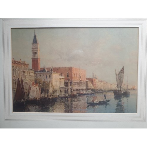 564 - An extensive view of the Grand Canal in Venice signed Bouvard [print?]	 23 x 33 cm