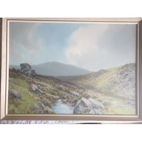 563 - Reginald Daniel Sherrin. Extensive view of Dartmoor. Gouache, signed	37 x 52cm