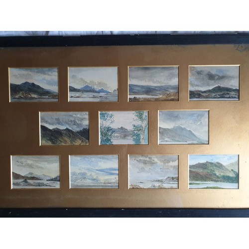 559 - Eleven 19thC landscape watercolours in one frame   40 x 67cm