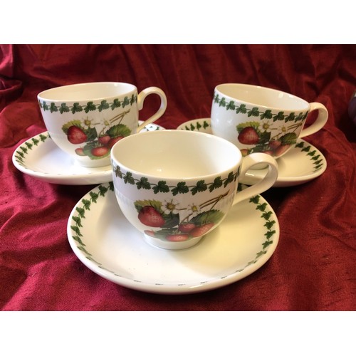 241 - 3 Portmerion Strawberry Fair cups and saucers in excellent condition