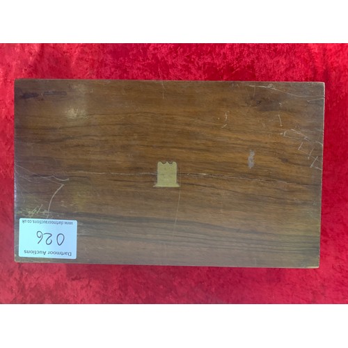 26 - Beautiful Wooden Writing Box with glass ink bottles