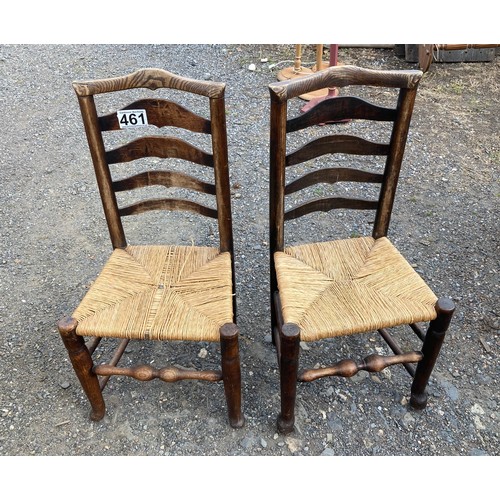 461 - Two wooden farmhouse chairs with rush seating