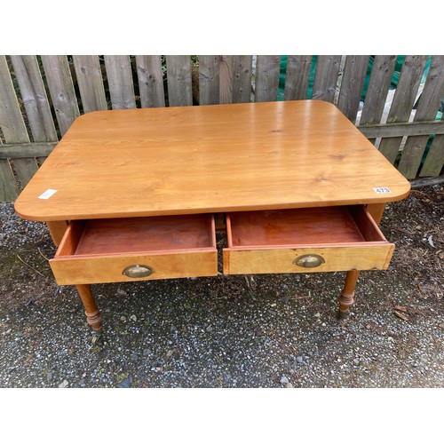 473 - Good pine table with drawers - approx 139cm x 105cm x 75cm