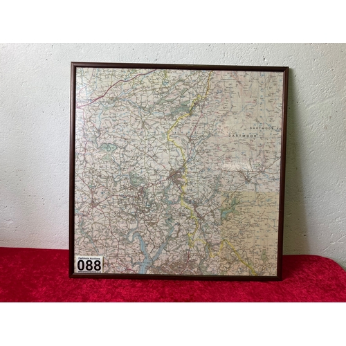 348 - A framed OS  map - approx 62 cm square, centred on Tavistock