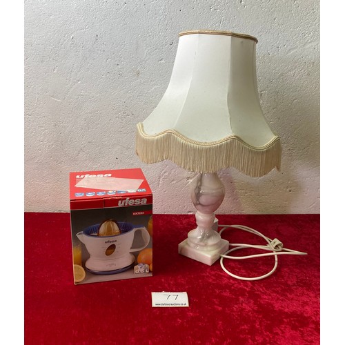 77 - Panorma Lighting onyx lamp with shade and boxed juicer