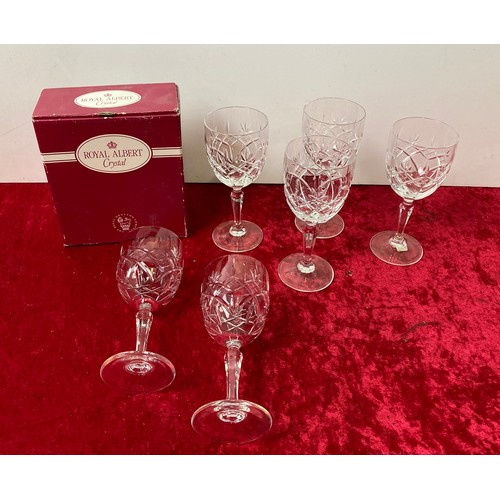 108 - Three boxed sets of two Royal Albert crystal wine glasses