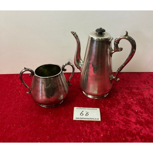 68 - Silver plated coffee pot and two-handled bowl