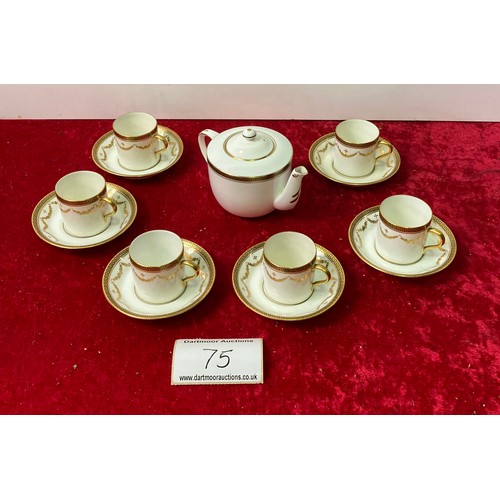 75 - EB Foley teaset with teapot and 6 small cups and saucers (would also make perfect espresso cups!) wi... 