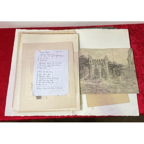 195 - Collection of original pencil drawings by Wilfred Huggins