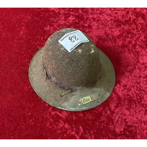 88 - Old WWI Helmet, marked 'Wheal Bush'