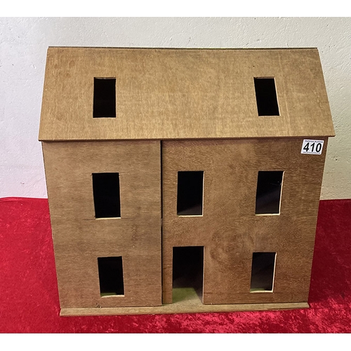 410 - Large unpainted Doll's House measuring approximately 18 x 35 x 11 inches. With a removable roof