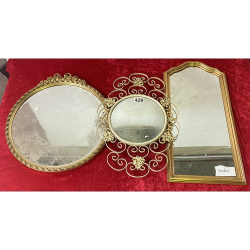 429 - 2 vintage mirrors - one convex and one bevel edged