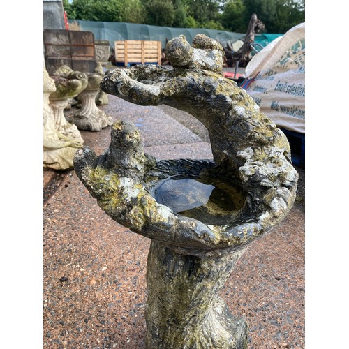 9 - Stone garden Bird Bath with squirrels