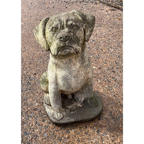 15 - Seated dog stone garden ornament - approx 17