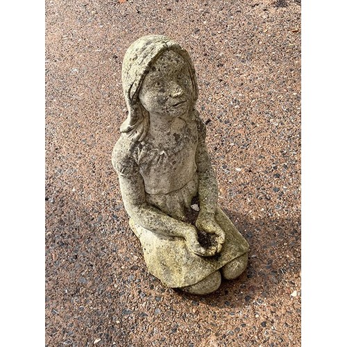 16 - Girl stone garden ornament approx 21.5