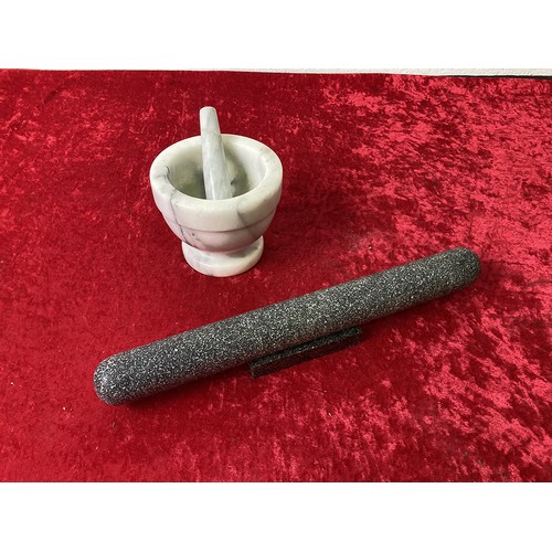 51 - Pestle & Mortar and Rolling Pin marble and granite