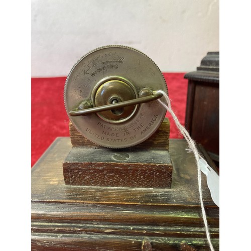 159 - American clock movement in wooden case - working