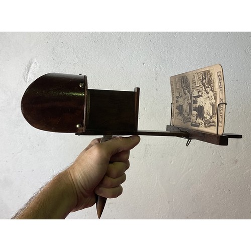 246 - Antique stereoscopic slide viewer and slides