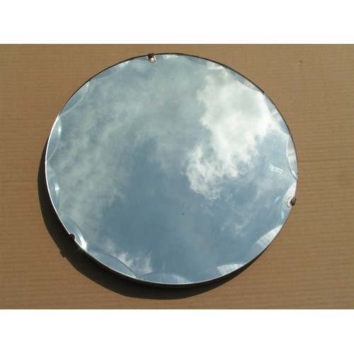 264 - Round, bevelled vintage wall mirror