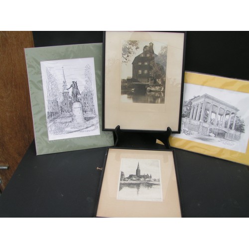 268 - Collection of prints: Salisbury Cathedral, Maud Sharp, Mill