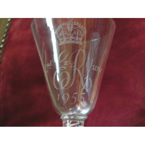 46 - Ice Bucket, Jug and Glasses Glasses 1953 Coronation Goblets White Friars crystal