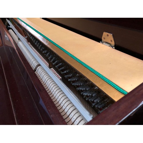 340 - Steinbach 108cm modern upright piano. Mahogany case. Full length (88 key) keyboard. 3 pedals. String... 